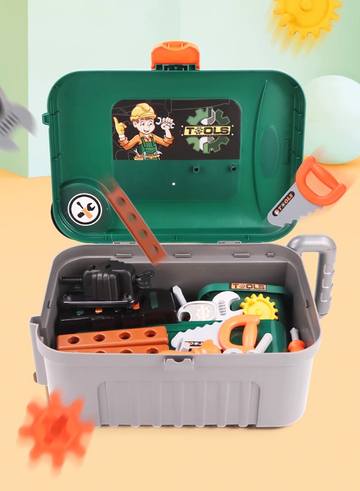 Bērnu darbarīku komplekts, rotaļu darbnīca kastē 008-952A | Children's Tool Box Toy Workshop in Case (0)