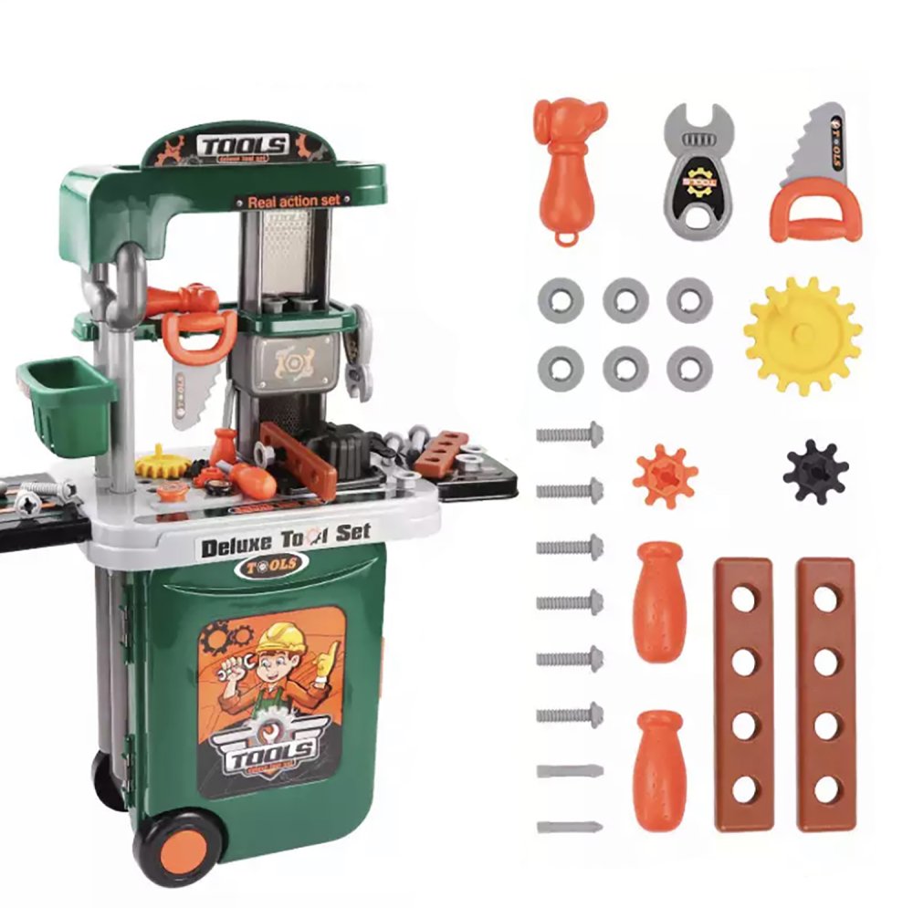 Bērnu darbarīku komplekts, rotaļu darbnīca kastē 008-952A | Children's Tool Box Toy Workshop in Case (7)