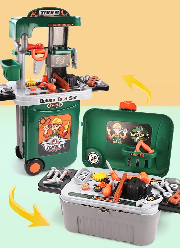 Bērnu darbarīku komplekts, rotaļu darbnīca kastē 008-952A | Children's Tool Box Toy Workshop in Case (6)