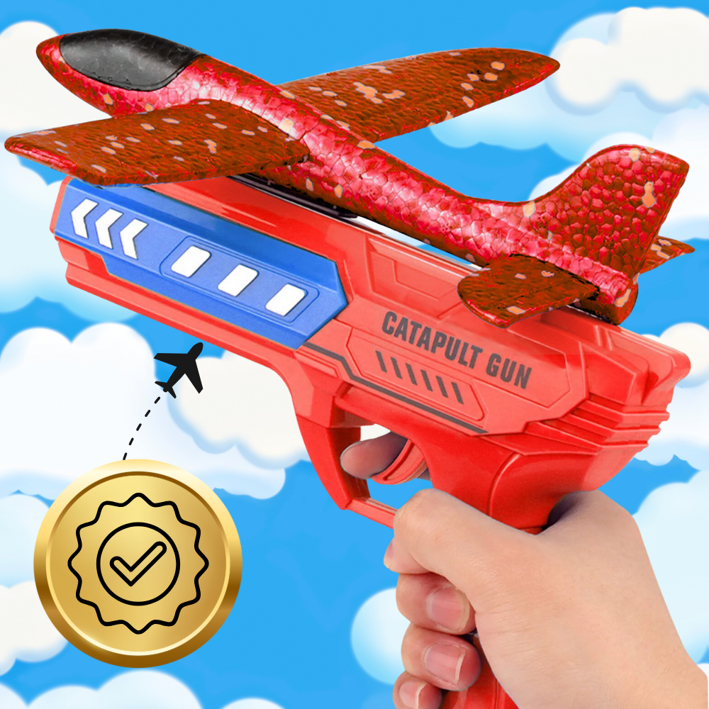 Putuplasta planieris ar palaidēja pistoli un LED gaismām, sarkans (3)