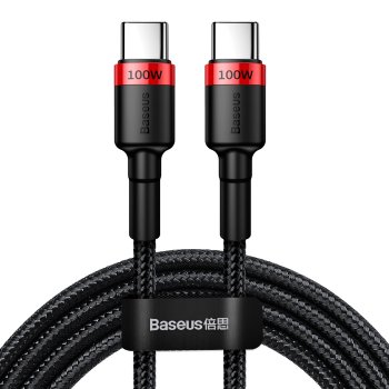 Baseus Cafule Cable USB Type C to USB Type C 100W 2m, Black / Red | Lādētājvads Datu Pārraides Kabelis
