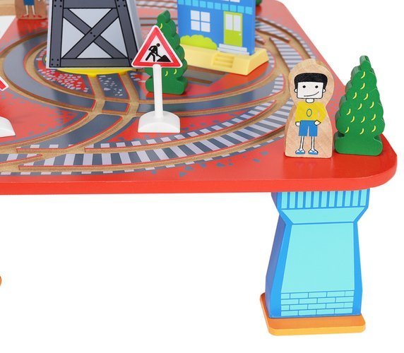Bērnu Spēļu Rotaļu Koka Dzelzceļš Vilciena Sliežu Trase ar Vilcieniem, 88 elementi | Kid's Wooden Railway Train... (16)