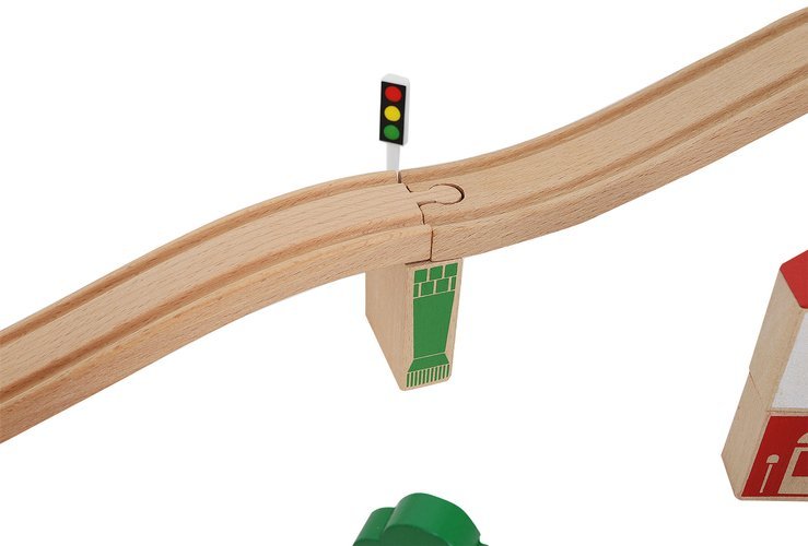 Bērnu Spēļu Rotaļu Koka Dzelzceļš Vilciena Sliežu Trase ar Vilcieniem, 88 elementi | Kid's Wooden Railway Train... (18)
