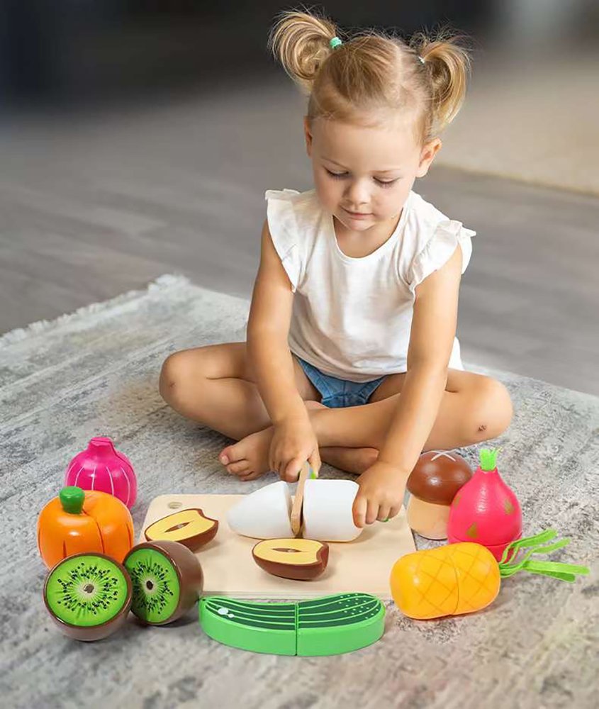Bērnu Rotaļu Koka Griežamie Magnētiskie Dārzeņi | Kids Toy Wooden Magnetic Vegetables (6)