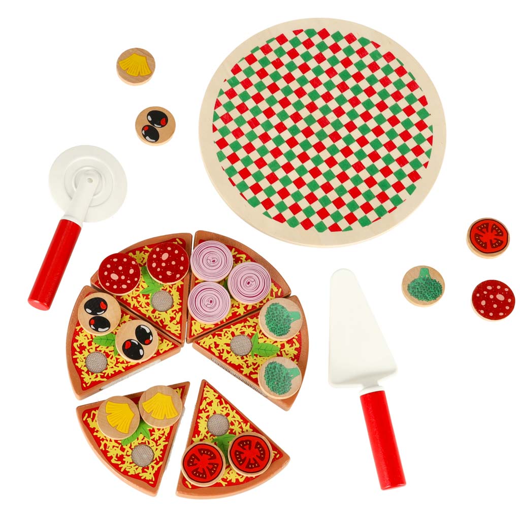 Koka picas rotaļu komplekts ar piederumiem | Wooden pizza play set with accessories (0)