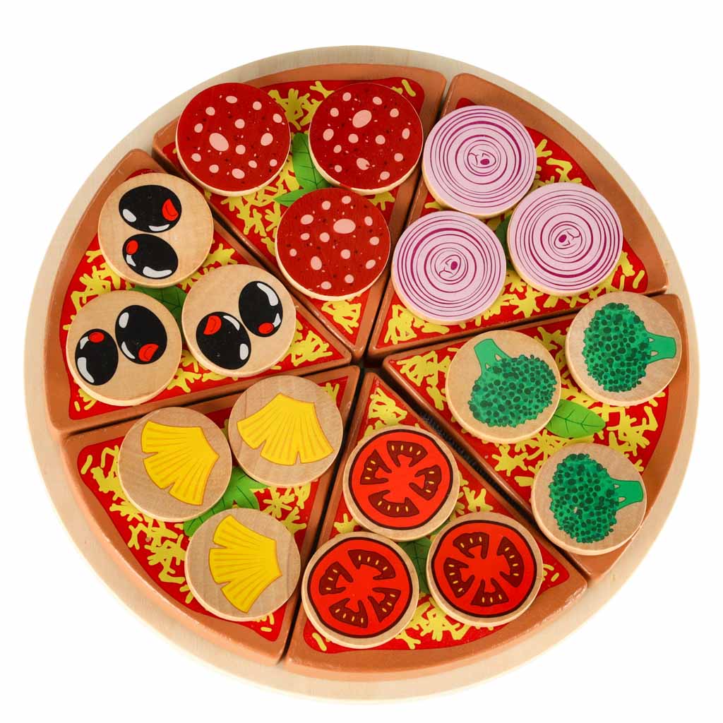 Koka picas rotaļu komplekts ar piederumiem | Wooden pizza play set with accessories (1)