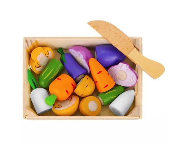Bērnu Rotaļu Koka Griežamie Dārzeņi Komplekts ar Kasti Z23543 | Wooden Cutting Vegetables Set (2)