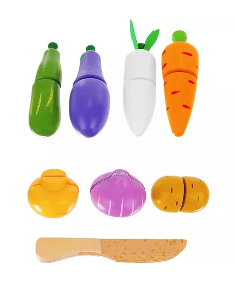 Bērnu Rotaļu Koka Griežamie Dārzeņi Komplekts ar Kasti Z23543 | Wooden Cutting Vegetables Set (5)
