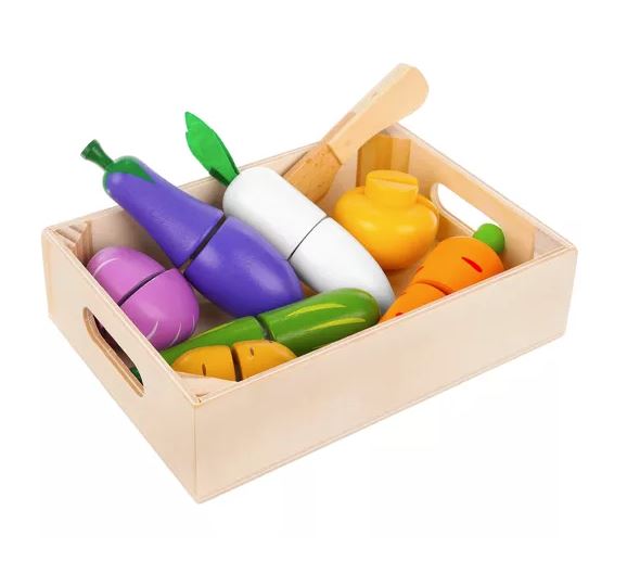 Bērnu Rotaļu Koka Griežamie Dārzeņi Komplekts ar Kasti Z23543 | Wooden Cutting Vegetables Set (7)