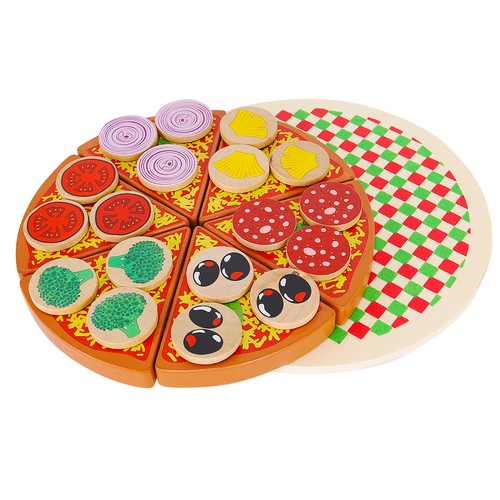 Koka picas rotaļa ar piederumiem, 21 cm | Wooden pizza play set with accessories (1)