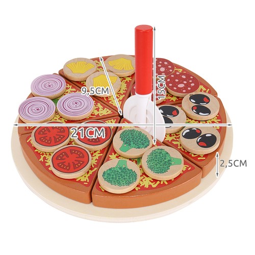 Koka picas rotaļa ar piederumiem, 21 cm | Wooden pizza play set with accessories (2)