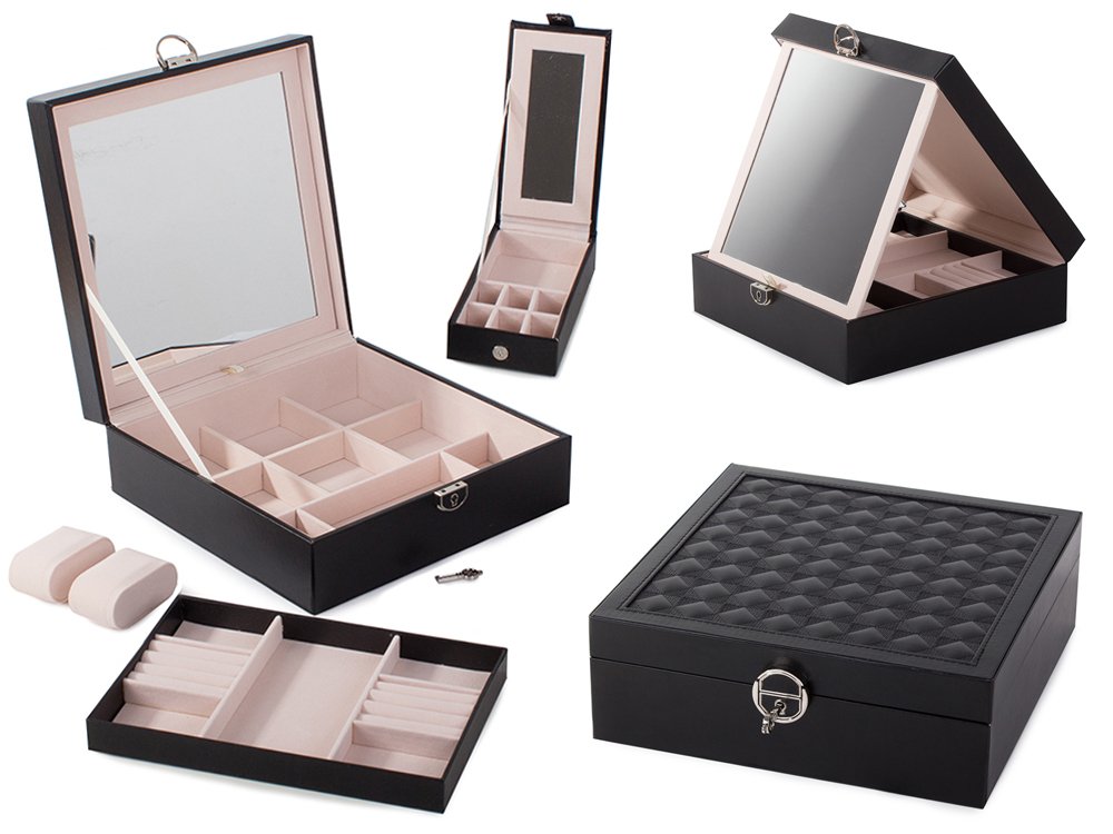 Organizators Organaizers Juvelierizstrādājumi Rotaslietu Uzglabāšanas Kaste ar Spoguli | Jewelry Case Display Box... (0)