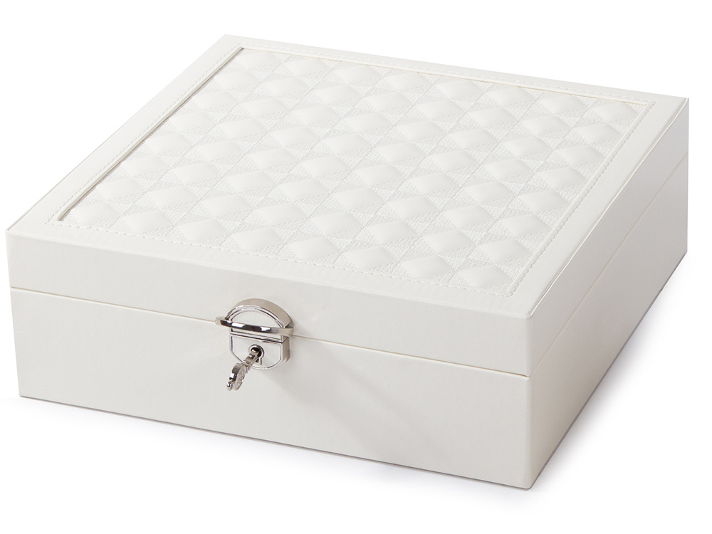 Organizators Organaizers Juvelierizstrādājumu Rotaslietu Uzglabāšanas Kaste ar Spoguli, Balts | Jewelry Case... (3)