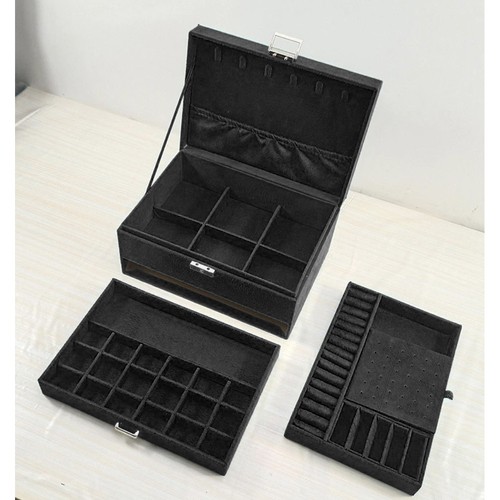 Juvelierizstrādājumu Organizators Bižutērijas Rotaslietu Uzglabāšanas Kaste Lāde (11,5x24,5x17,5cm), Melns |... (6)