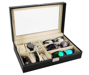 Pulksteņu Briļļu Rotaslietu Organizators Futrālis | Watch Glasses Accessories Organizer Case Box