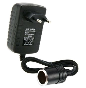 Barošanas bloks 230V uz 12V ar auto piepīpētāja ligzdu, 2A 24W, melns