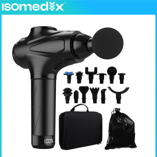 Массажный пистолет Isomedix 26441 для мышц с 12 насадками, черный (2)