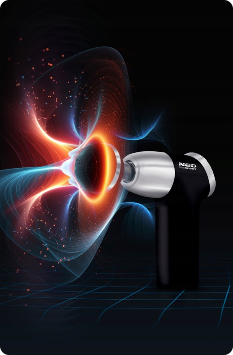 Массажный пистолет для тела + 8 насадок Neo-sport NS-500, Чёрный | Body Massage Gun (4)