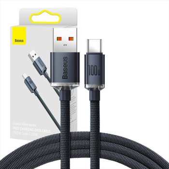 Baseus Crystal Shine USB Type C Data Charging Cable 100W, 1.2m, Blue | Провод для Зарядки Передачи Данных