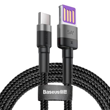 Baseus Cafule HW USB to USB Type C Data Charging Cable 40W 1m, Gray+Black | Провод для Зарядки Передачи Данных