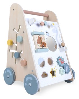 Деревянные ходунки-каталка ECOTOYS с развивающим игровым центром
