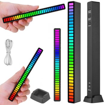 LED Звуковой RGB Эквалайзер Транслятор 18 Режимов, Чёрный | Sound Equalizer...