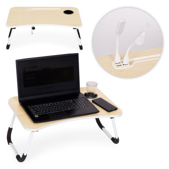 Складной столик для ноутбука ModernHome 60×40 см с USB-лампой и...