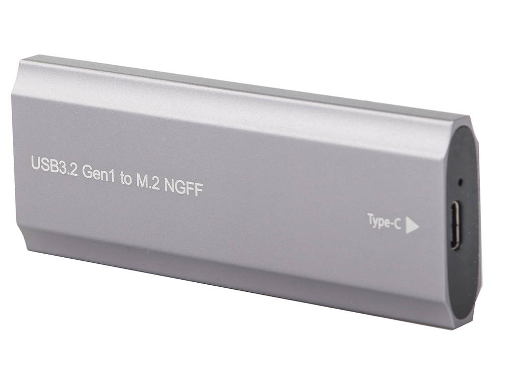 Корпус-адаптер для SSD M.2 SATA NGFF, USB 3.1 и USB Type-C, 2230–2280 мм, серебристый (1)