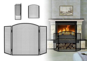 Большой Защитный Каминный Экран, 118х76 см | Large Fireplace Screen Spark Guard Safety Protector