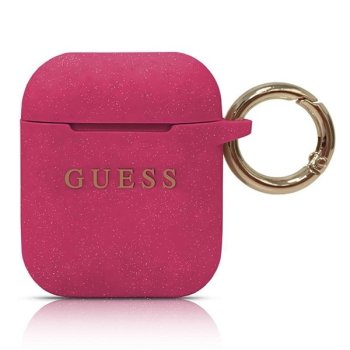 Guess Silicone Glitter чехол для Apple AirPods, цвет фуксия