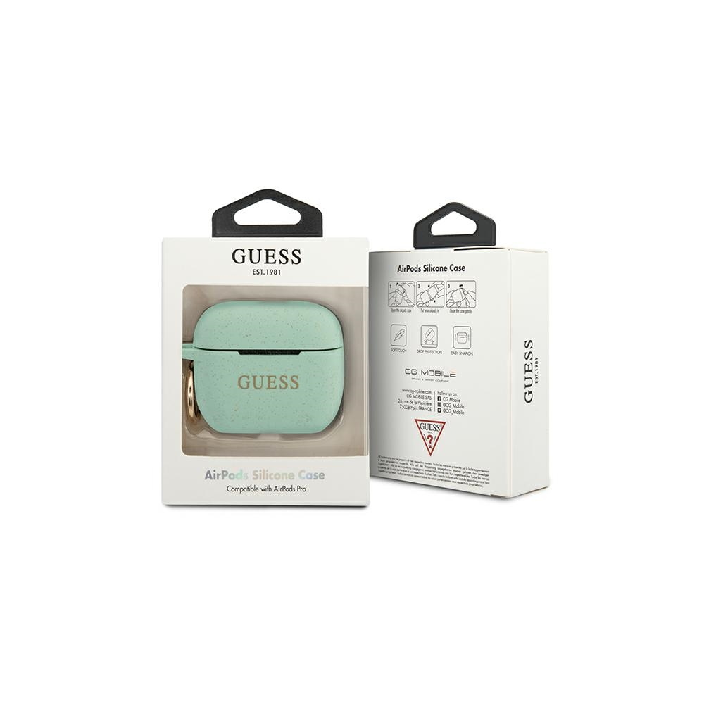 Guess чехол для AirPods Pro Silicone Glitter, зеленый (1)