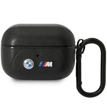 BMW Airpods Pro Cover Black Leather Curved Line | Чехол для наушников