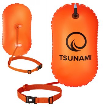 Надувной спасательный буй (поплавок) для триатлона и плавания на открытой воде TSUNAMI, Оранжевый | Inflatable Swim Buoy