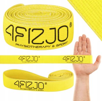 4Fizjo Flex Band Long Спортивная тканевая петля лента резинка для упражнений, фитнес эспандер, Жёлтый (Высокое сопротивление, 5/5) | Flexible Textile Training Loop