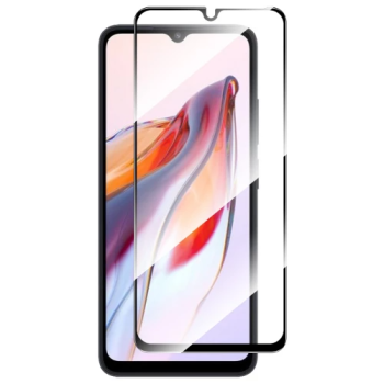 5D Защитное Стекло для Xiaomi Redmi 12C / Redmi 11A / Poco C55, Черное Закруглённое (Tempered Glass)