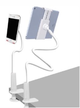 Держатель для телефона на эластичной ноге, Белый | Flexible Phone Desktop Clamp Holder