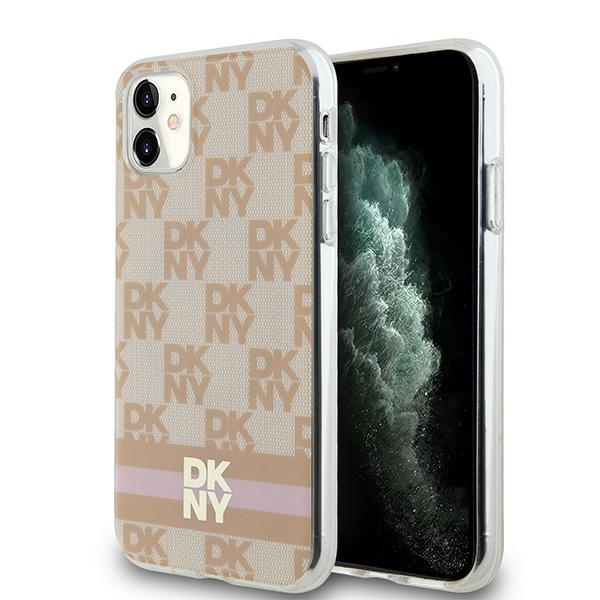 Apple iPhone 11 6.1'' DKNY IML Checkered Mono Pattern Printed Stripes MagSafe Case Cover, Pink | Чехол...