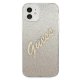 Чехол Guess для iPhone 12 mini Glitter Gradient Script, золотой