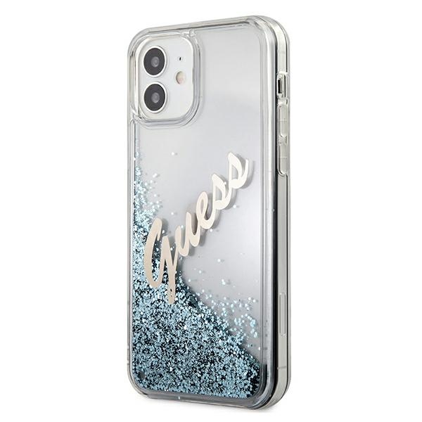 Apple iPhone 12 mini 5.4'' Guess Glitter Vintage Script Case Cover (GUHCP12SGLVSBL), Blue | Чехол Кейс... (0)