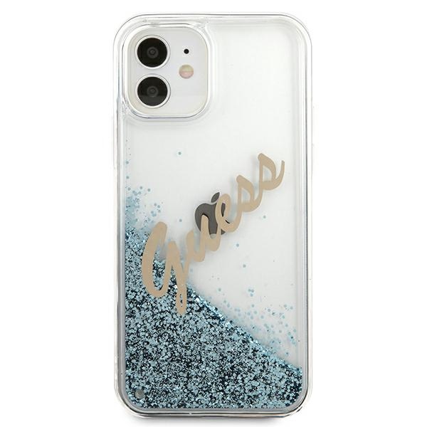 Apple iPhone 12 mini 5.4'' Guess Glitter Vintage Script Case Cover (GUHCP12SGLVSBL), Blue | Чехол Кейс... (1)