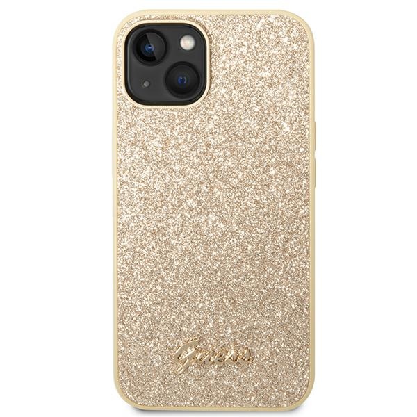 Apple iPhone 14 Plus 6.7" Guess Glitter Script Case Cover (GUHCP14MHGGSHD), Gold | Чехол Кейс Бампер... (1)