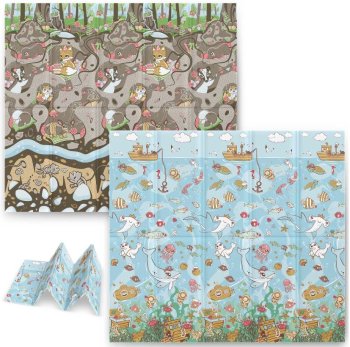 Двухсторонний складной поролоновый коврик для детей Nukido NK-340, Океан-Земля, 200x180см, XPE | Double-sided Foam Mat for Kids