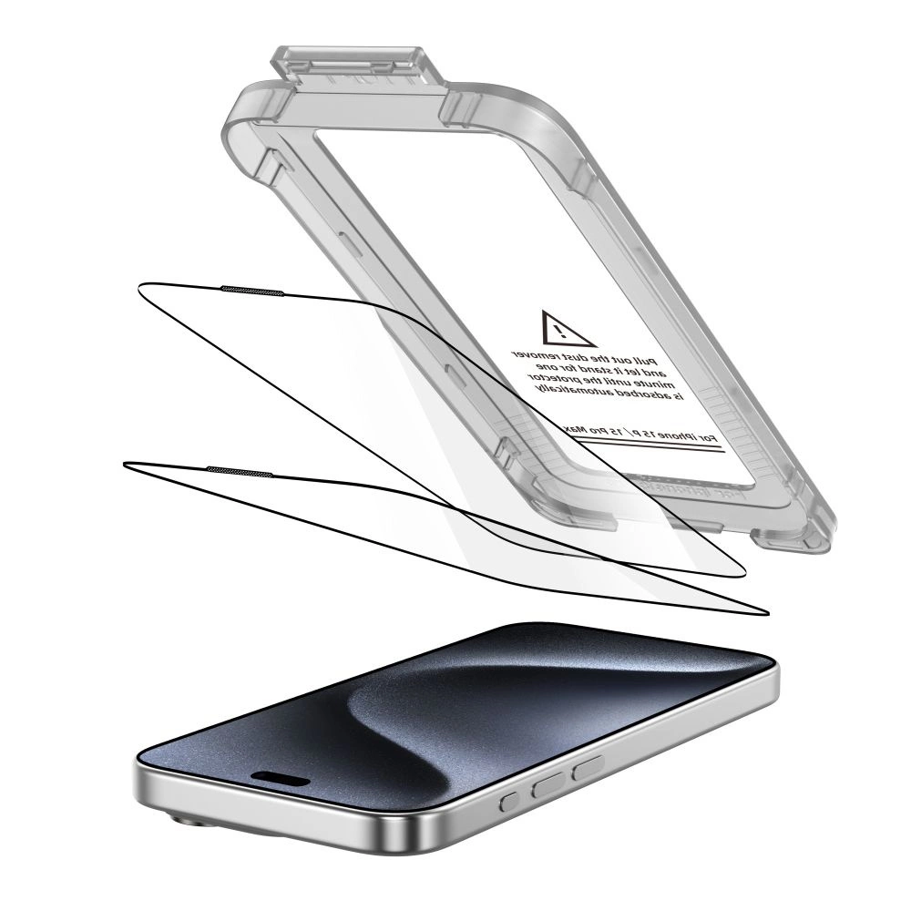 Защитное стекло Tech-Protect Quick Set+ 2 шт. для iPhone 15 Pro Max - черный (0)