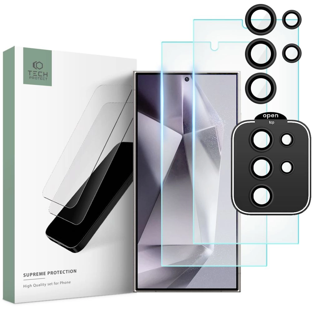 Samsung Galaxy S24 Ultra (SM-S928) Tech-Protect Supreme Tempered Glass 2x + Camera Glass | Защитная Стекло для Экрана 2 шт. + Защитное стекло камеры