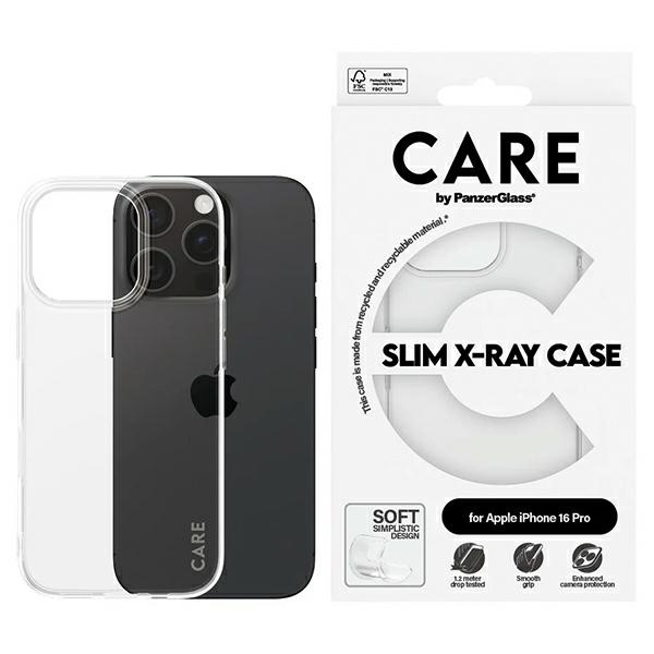 Apple iPhone 16 Pro 6.3'' CARE by PanzerGlass X-Ray Soft Basic Case Cover, Transparent | Чехол Обложка...