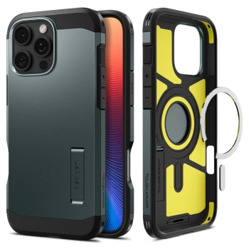 Apple iPhone 16 Pro 6.3'' Spigen Tough Armor MagSafe Case Cover, Green | Чехол Кабура Кейс Бампер...