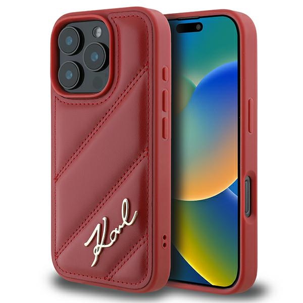 Apple iPhone 16 Pro 6.3" Karl Lagerfeld Flower Ikonik Karl Case Cover, Red | Чехол Кейс Бампер...