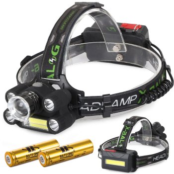 Аккумуляторный налобный фонарь Bailong T63 5x LED COB CREE XM-L T6 с зумом