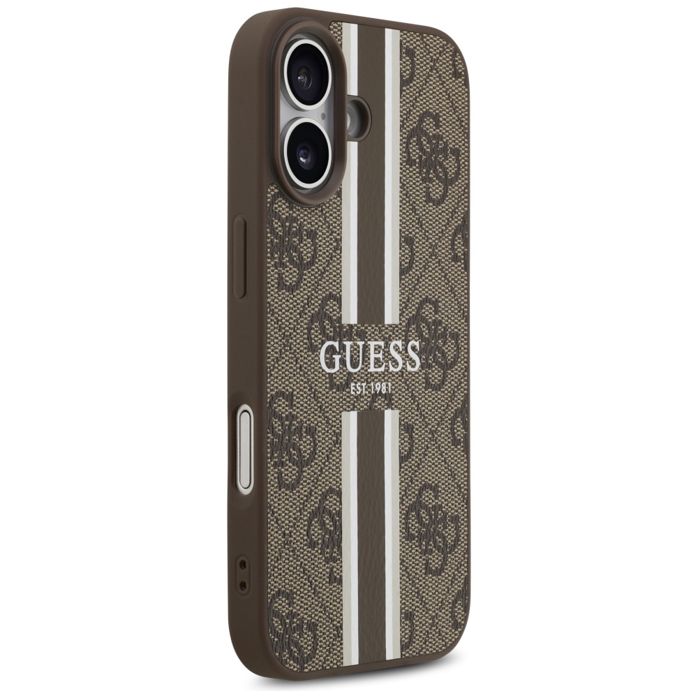 Чехол Guess 4G Printed Stripes с MagSafe для iPhone 17 – коричневый (2)