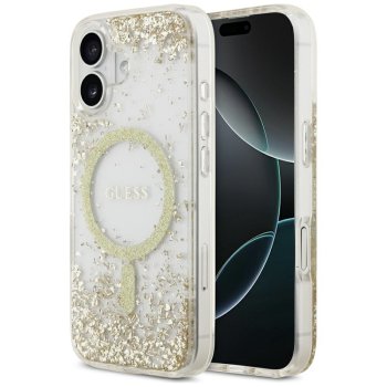 Чехол Guess Resin Bottom Glitter MagSafe для iPhone 17 - золотой
